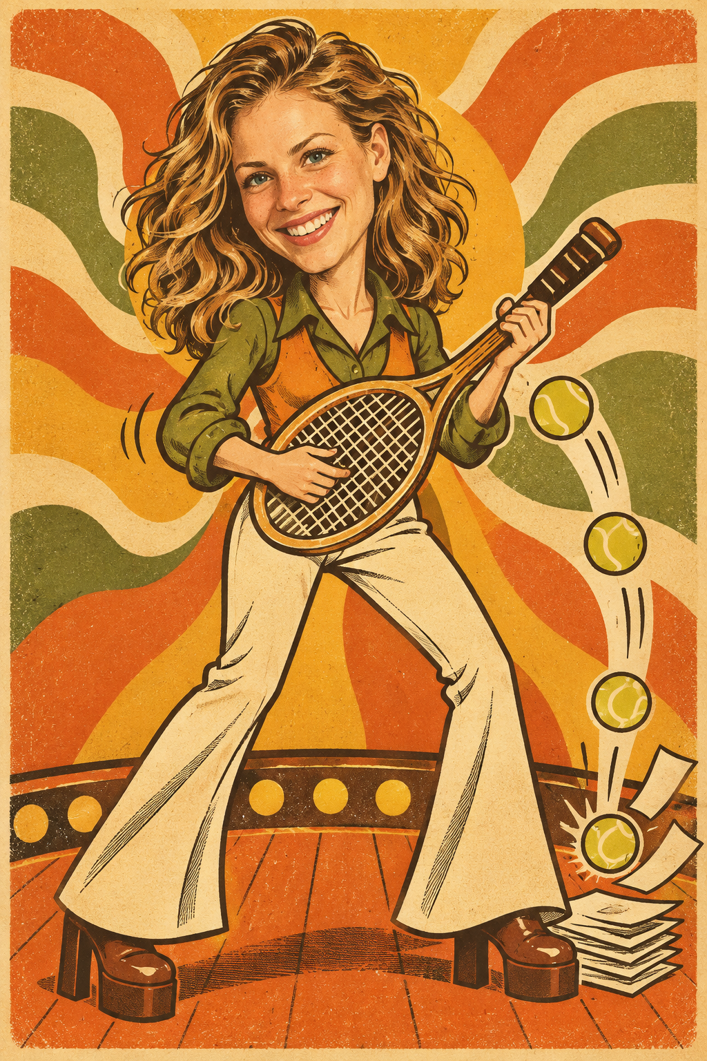 Caricatura a figura intera nello stile Disco ’70